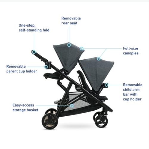 Graco Ready2Grow 2.0 Double Stroller, Black