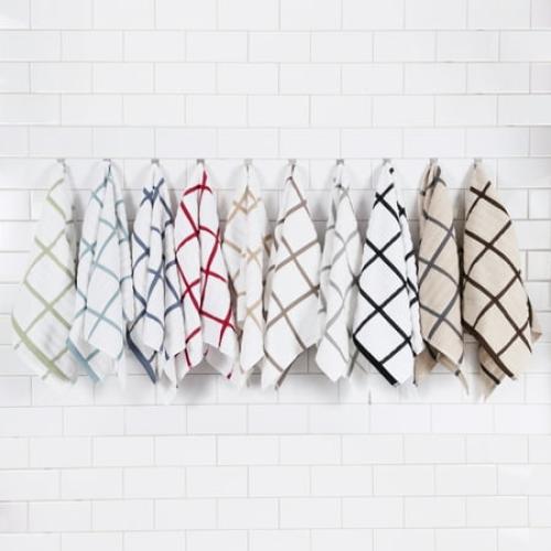 3 Packs All-Clad Checked Cotton Kitchen Towel, Almond