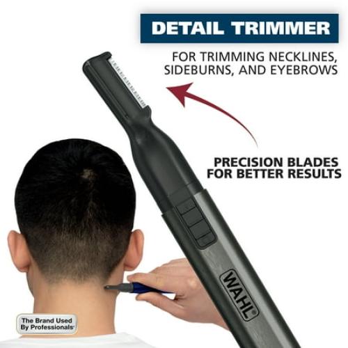 Wahl Micro Groomsman AAA 2-in-1 Detail Trimmer for Men, Satin Nickel-Black, #5640-600