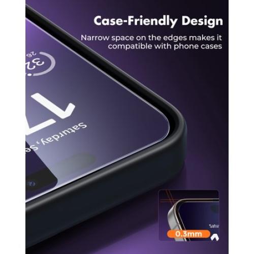 UNBREAKcable Screen Protector 2 Pack for iPhone 17, Tempered Glass, 9H Anti-Scratch, Bubble-Free Install with Alignment Frame, HD Clear, Case Friendly