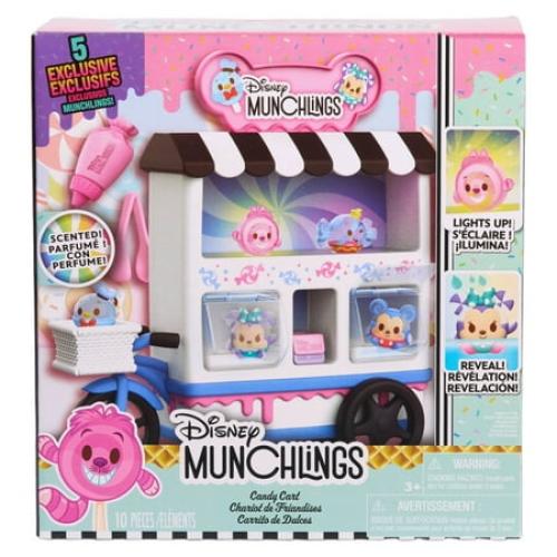 Disney Munchlings Candy Cart, 13-piece Color Change and Scented Figures Playset with Lights, Kids Toys for Ages 3 Up