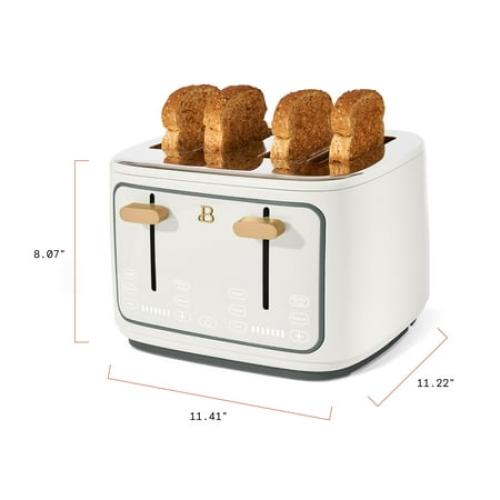 Beautiful 4-Slice Toaster with Touch-Activated Display, White Icing by Drew Barrymore