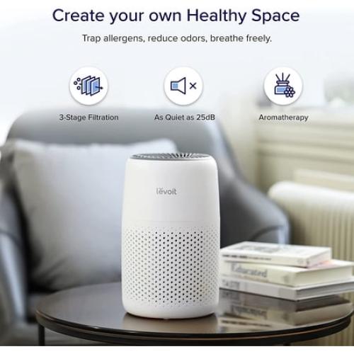 Levoit Desktop HEPA Air Purifier with Aroma for Bedroom & Office (178 Sq. Ft), Core Mini, White