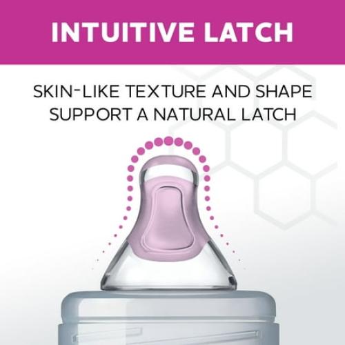 Chicco Duo 100% Silicone Intui-Latch Baby Bottle Nipple with Anti-Colic Valve, Skin-Like Texture and Breast-Like Flow, Stage 3 - Fast Flow, 2pk, 6  Months - Clear, New 3pk
