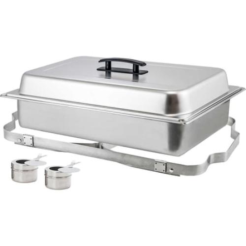 8 qt Stainless Steel Full Size Chafing Dish With Folding Stand MAY HAVE MISSING ACCESSORIES/NEEDS TO BE CLEANED