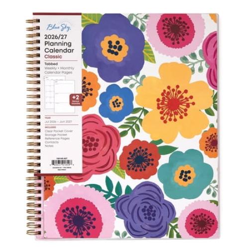 Blue Sky 2026-2027 Weekly and Monthly Academic Year Planner Calendar, July 2026 - June 2027, 8.5 x 11, Flexible Pocket Cover, Wirebound, Storage Pocket, Laminated Tabs, Mahalo