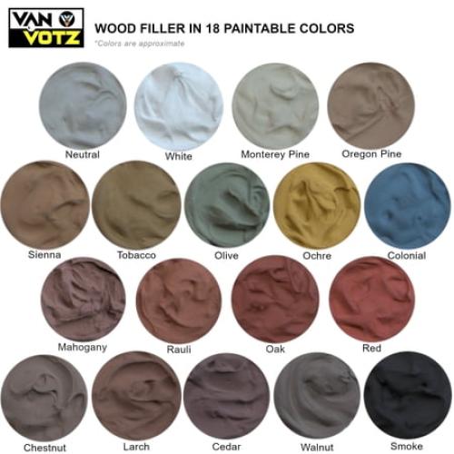 VAN VOTZ Waterproof Wood Filler [17oz, Neutral] - Exterior Grade Wood Repair in 18 Paintable and Stainable Colors. Strong Adhesion and Durability for Outdoor Wood in All Weather Conditions.