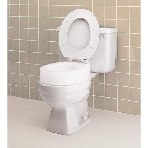 Color White Carex Toilet Seat Riser, Elongated Raised Toilet Seat Adds 3.5 inches to Toilet Height, for Assistance Bending or Sitting, 300 Pound Weight Capacity Toilet Riser