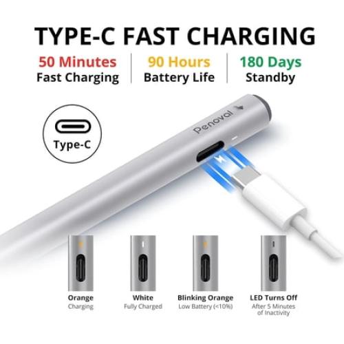 Penoval USI2.0 Stylus Pen for Chromebook, 4096 Levels Pressure for Lenovo chromebook Duet, ASUS chromebook C436, HP chromebook X360 12b, HP chromebook X360 14b Spare Tip Included, USI2.0