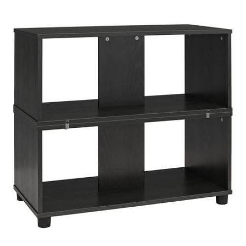 Mainstays Adjustable Side by Side or Stacking TV Stand for TVs up to 70 inches, Black Oak