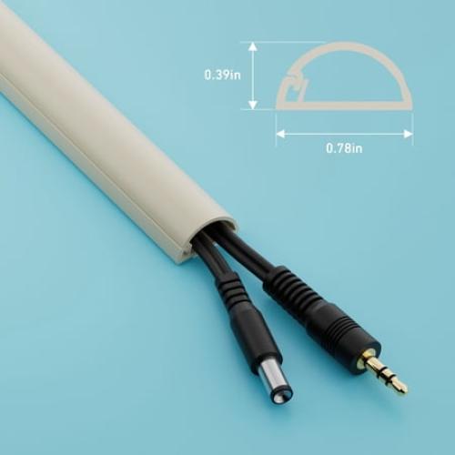 D-Line Beige Half Round Cord Cover, 0.78x0.39in, 39in Length, 3-Pack