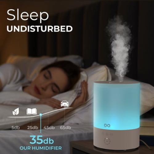 Everlasting Comfort 2.5L Ultrasonic Cool Mist Humidifier - Quiet, Easy Fill & Clean, Auto Shut-Off, Aromatherapy