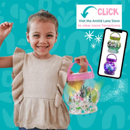Amitie Lane DIY Itsy Unicorn Terrarium, LED Mushroom Lights, Arts & Craft, Girls Ages 6
