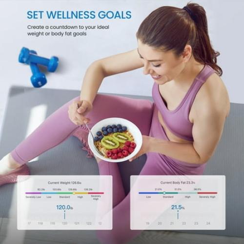 RENPHO Bluetooth Smart Body Fat Scale with App, High Precision, 13 Key Health Metrics, 440lbs, White
