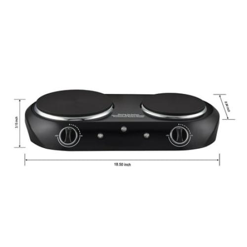 Mainstays Double Burner, 1800 W, Black Electric Cooktop, 1 Each, Assembled Product