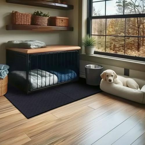 Mohawk Home Solid All Purpose 1/2 Non Skid Heavy Duty Rubber Floor Mat Pebble, Black, 24in x 36in