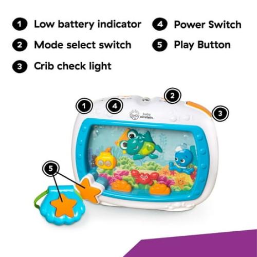 Baby Einstein Sea Dreams Soother Baby Sleep Sound Machine with Remote, Multicolor, Infants Ages 0 months
