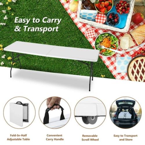 FDW Foldable Outdoor Office Parties Camping Table, White
