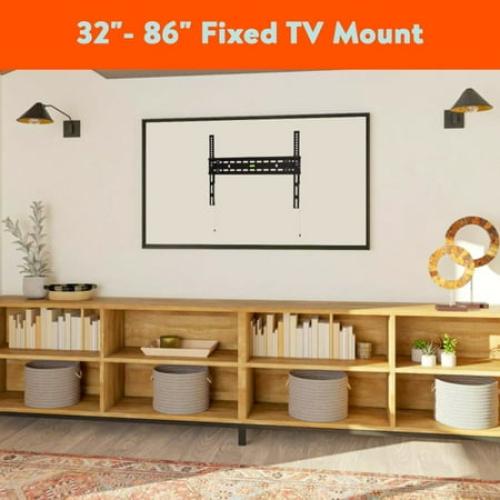 onn. Fixed TV Wall Mount for TVs 32 to 86, Holds Up To 120 lbs