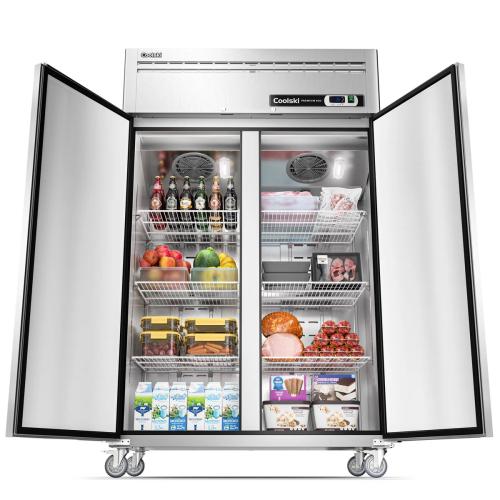 2 Door Commercial Refrigerator, 36 Cu. Ft 2 Section Steel Upright Reach In Refrigerator 48