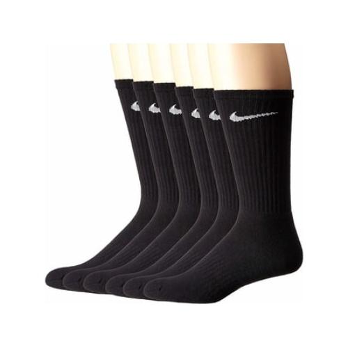 Nike Men's 6 Pack Performance Cotton Crew Band Socks Black Size Large