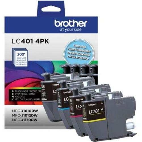 3 PACK Brother LC401 Black/Cyan/Magenta/Yellow Standard Yield Ink Cartridges (LC4014PKS)