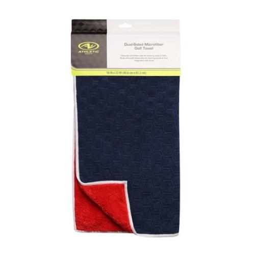 Athletic Works Dual-Sided Microfiber Multi-Color Golf Towel, Features Hanging Loop, 32x16