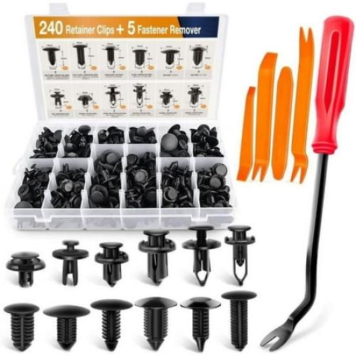 240PCS Bumper Retainer Clips Car Plastic Rivets Fasteners Push Retainer Kit Most