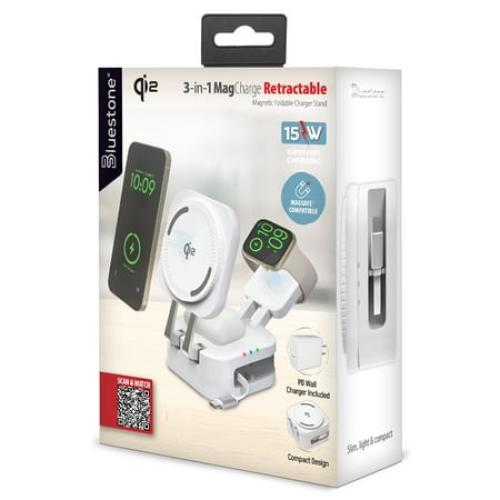 3-in-1 Retractable Magcharge Charging Station for Phone, Airpods, & iWatch