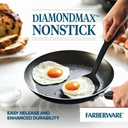 Farberware Easy Clean 22 Pcs Nonstick Cookware Set Includes Griddle Pan and Cooking Tools, Dishwasher Safe, Black