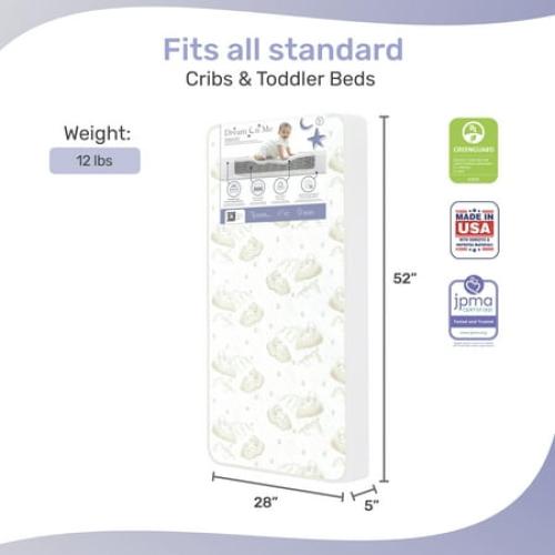 Dream on Me Twilight 5 80 Coil 2-In-1 Crib & Toddler Innerspring Mattress
