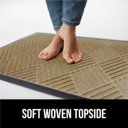 GORILLA GRIP Outside Doormat, WeatherMax Waterproof Indoor Outdoor Door Mat, 29x17 Beige Diamond