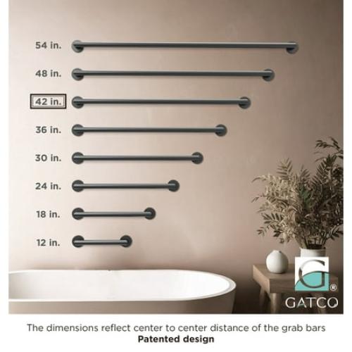 Gatco 968MX Glam 42 ADA Compliant Stainless Steel Grab Bar, Matte Black