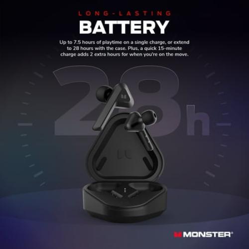 WHITE Monster DNA Go Wireless Earbuds, Bluetooth with aptX Audio, IPX5, Water Resistant, 15-Min Charge, Long Battery with Charging Case