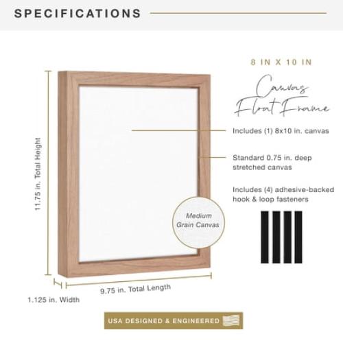 MCS Canvas Float Frames 16x20 Frame, Black Frame for Finished Canvases, Vertical & Horizontal Wall Hanging Large Frame with Adhesive for Canvas Paintings (1-Pack)