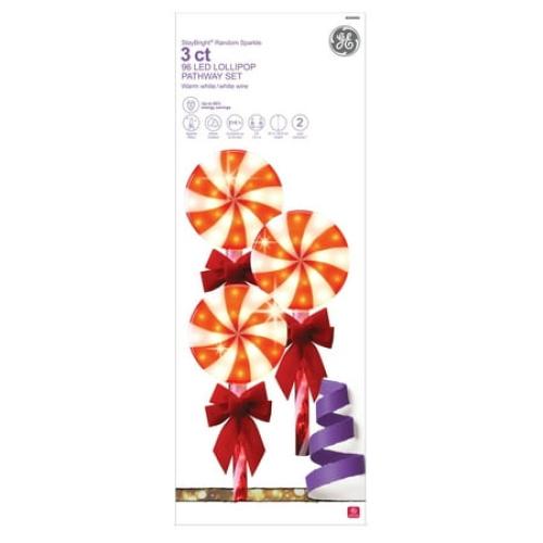 GE StayBright Random Sparkle 96 LED Lollipop Pathway Set Warm White 3-Count