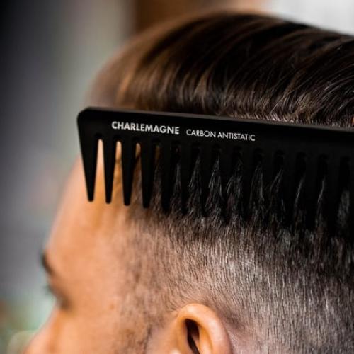 Charlemagne Hair Comb Carbon Fiber Wide Tooth Detangling Comb Heat Resistant Anti-Static Black