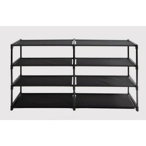 Mainstays 4-Tier Shoe Rack Storage Organizer, Rich Black, 24 Pairs, Iron Poles & Plastic Connectors