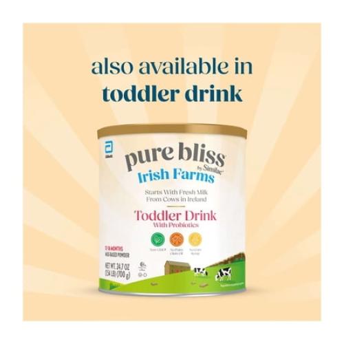 Pure Bliss by Similac Irish Farms Powder Baby Formula, Easy to Digest, 24.7-oz Can, Pack of 4