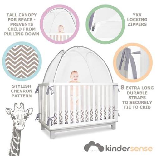KinderSense Baby Crib Safety Tent - Pop-up See-Through Crib Net with Mosquito Net