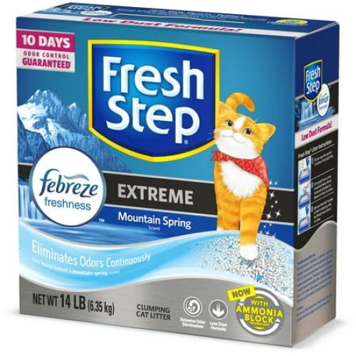 Fresh Step Extreme Scented Litter with the Power of Febreze, Clumping Cat Litter - Mountain Spring, 14 lbs