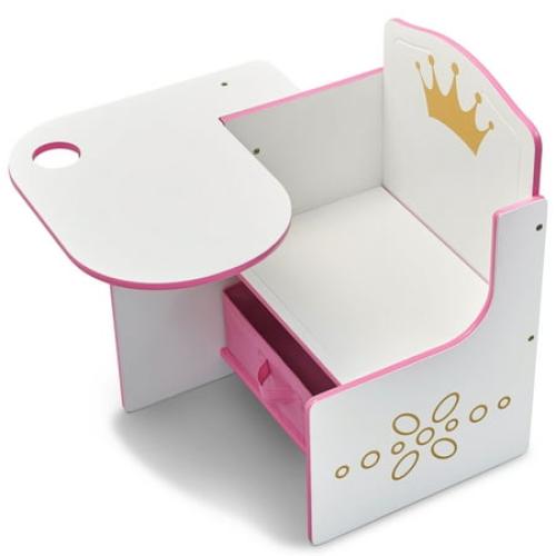 Delta Children Princess Crown Task Chair Desk with Storage Bin, Greenguard Gold Certified