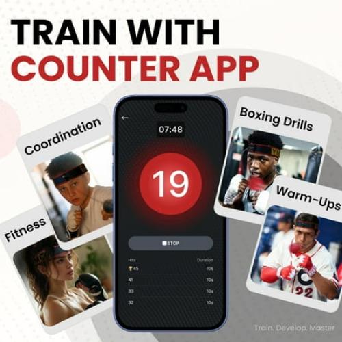 YMX BOXING® Ultimate Reflex Ball Set with Counter App - Great for Reflex, Timing, Accuracy, Focus & Coordination Training for Boxing, MMA and Krav Mega