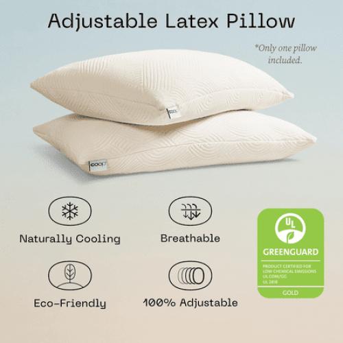 Coop Home Goods Adjustable Latex Pillow King, with Talalay Latex & Microfiber Fill, Naturally Cooling, Eco-Friendly, Medium Firm Pillow for Back, Stomach or Side Sleepers