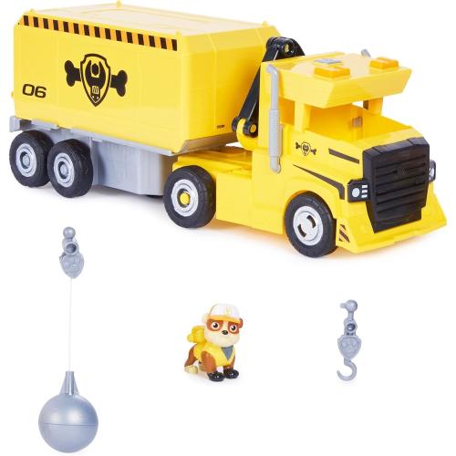 Paw Patrol, Rubble 2 in 1 Transforming X-Treme Truck with Excavator Toy, Crane Toy, Lights and Sounds, Action Figures