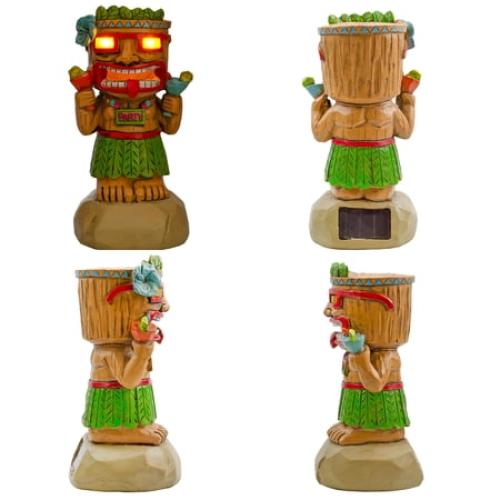 Darware Solar Garden Mini Tiki Statue: Party Guy; Solar-Powered Hawaiian Luau Party, Pool Tiki Bar and Garden Decor