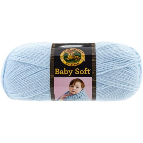 Color White Lion Brand Baby Soft Yarn-Little Boy Blue