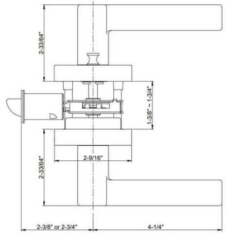 Miseno Mlk3022 Lorton Flat Bar Privacy Door Lever Set - Brass