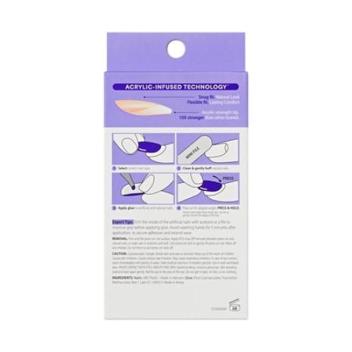 KISS CORE French Tip Press On Nails, ‘Snapshot’, White, Short Squoval, 32 Count