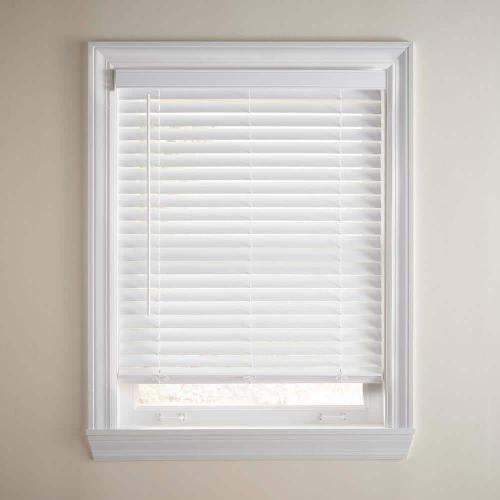 Size 22.5x48 Color White Home Decorators Collection White Cordless Faux Wood Blinds for Windows with 2 in. Slats - 23 in. W x 48 in. L (Actual Size 22.5 in. W x 48 in. L)